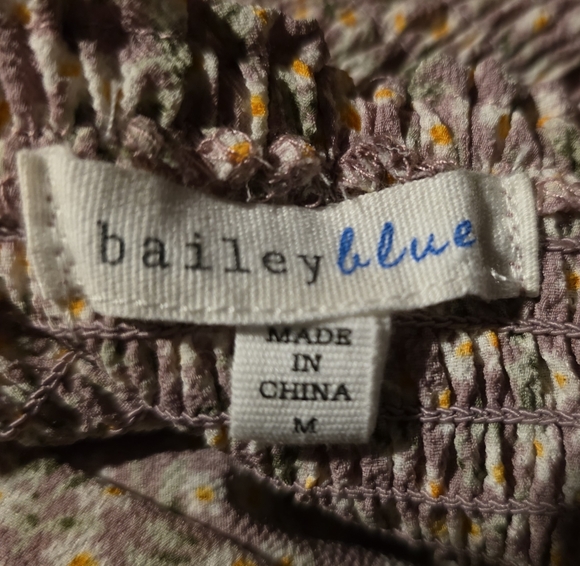 Bailey Blue Floral Puff Sleeve Button Front Dress Women’s Medium Cottagecore - Picture 2 of 5